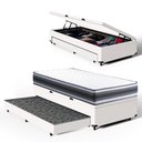 Ver imagem 1 de Cama Box Baú com Colchão de Espuma D45 Double Face Territory Hellen + Auxiliar Solteiro 88cm