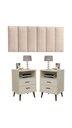 Ver imagem 1 de Kit 2 Mesa de Cabeceira 2 gavetas pés retrô -itália- Com Cabeceira Queen 1,60 cm -areia- - Off White