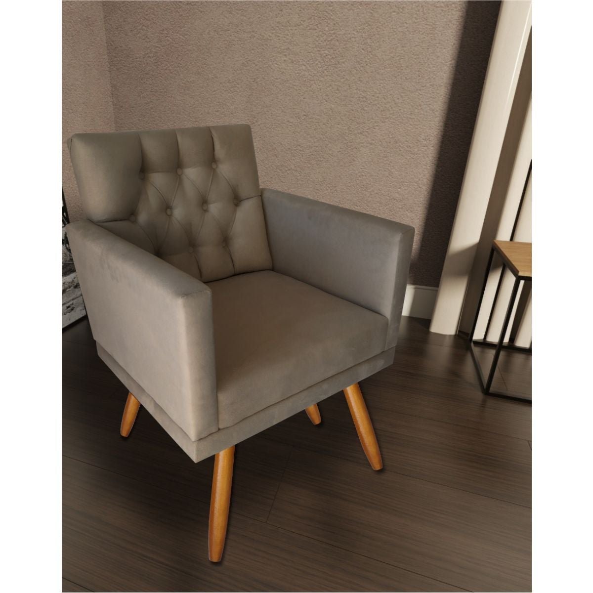 Kit 6 Poltronas Decorativas Lara Capitonê E 2 Pufs Capuccino - 5