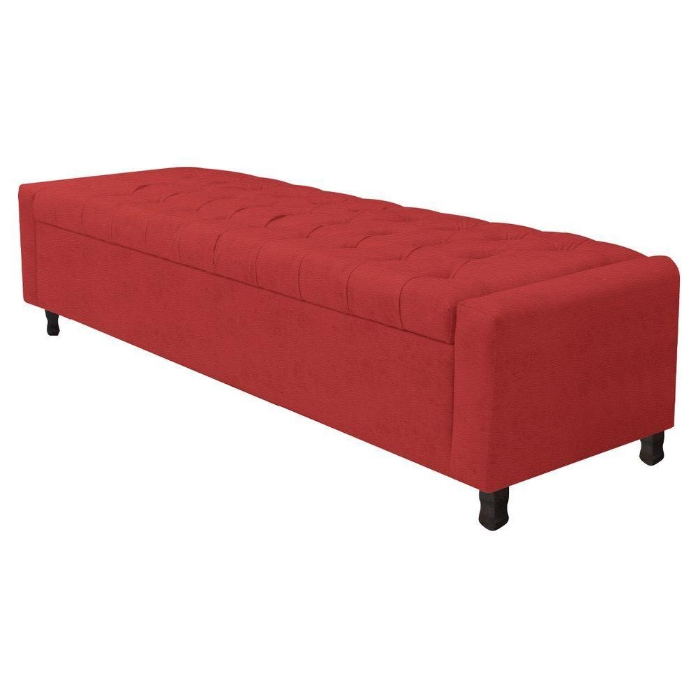 Kit Cabeceira e Calçadeira Baú Queen Everest P02 160cm Corano - Doce Sonho Móveis Vermelho - 7