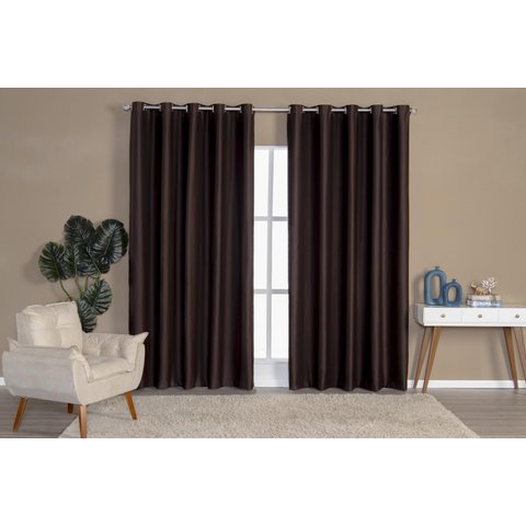 Cortina Blackout Tecido 4,00m x 2,40m Para Varão Simples:Tabaco