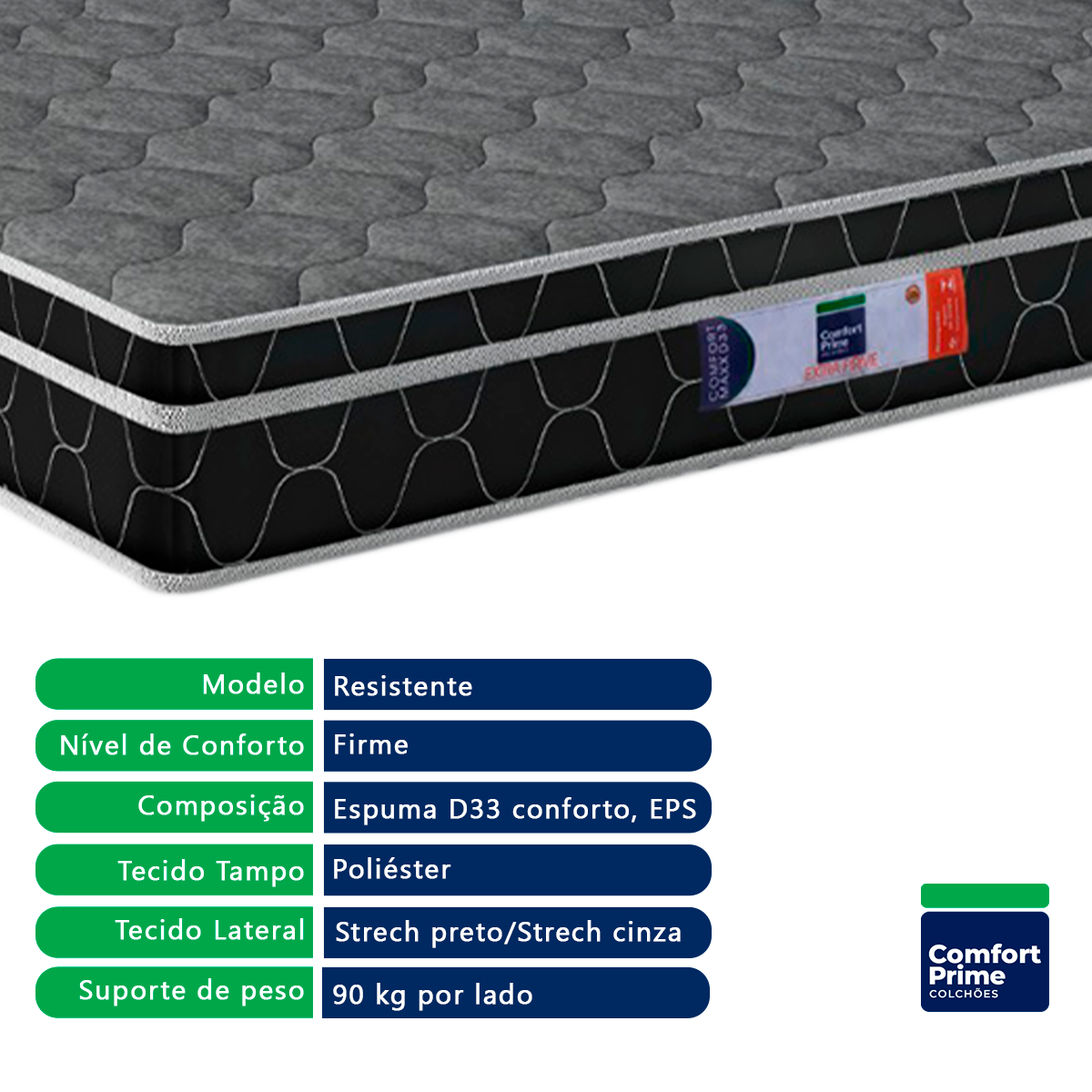 Cama + Box Baú Solteiro Marrom Colchão Resistente 18cm D33 Comfort Prime 78x188 - 2