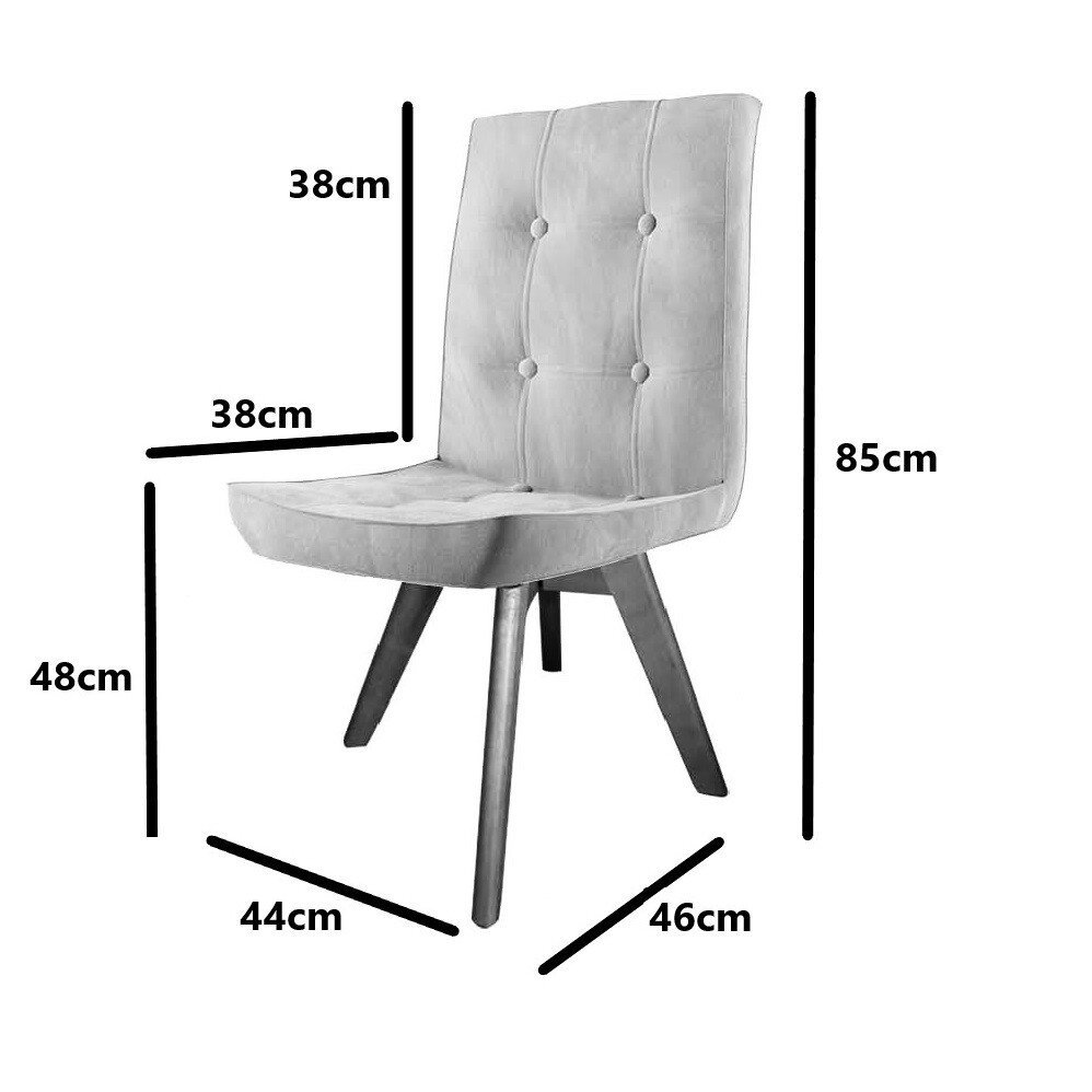 Conjunto 03 Cadeira de Jantar Drop Com Botão Base Giratória Freijó Suede Preto - Amey Decor - 4