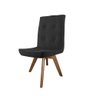 Conjunto 03 Cadeira de Jantar Drop Com Botão Base Giratória Freijó Suede Preto - Amey Decor - 3