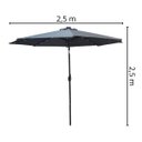 Ver imagem 2 de Ombrelone Base Central Articulado Redondo 2,7m Cinza Alumínio C/ Led Piscina Importway Iwobcal-270cz