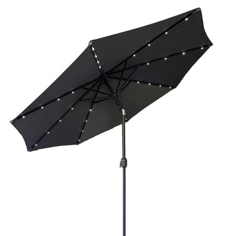 Ombrelone Base Central Articulado Redondo 2,7m Cinza Alumínio C/ Led Piscina Importway Iwobcal-270cz