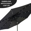 Ver imagem 3 de Ombrelone Base Central Articulado Redondo 2,7m Cinza Alumínio C/ Led Piscina Importway Iwobcal-270cz