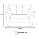 Ver imagem 2 de Kit Namoradeira + 2 Poltronas Decorativa Isis + 1 Puff Retangular Couro Rosa Pink Pés Madeira Mz Dec