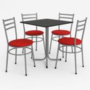 Ver imagem 1 de Conjunto Mesa Cinza 70x70cm Tampo Preto com 4 Cadeiras Epoxi