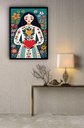 Ver imagem 1 de Quadro Decorativo Art Folk Mulher Flores Coração - 70x50cm:moldura Preta