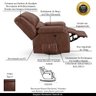 Poltrona do Papai Reclinável Sala de Cinema Barcelona Glider Manual Giratória Usb Pu Marrom Brilho - 6