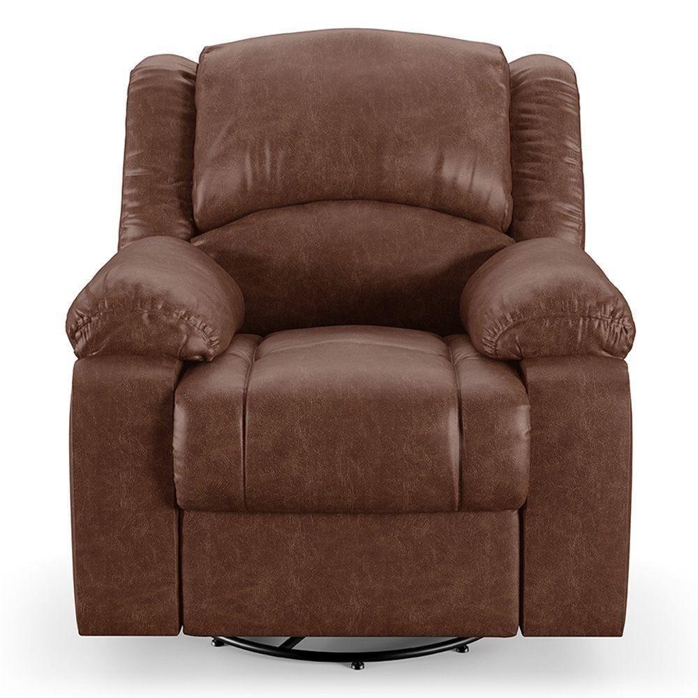Poltrona do Papai Reclinável Sala de Cinema Barcelona Glider Manual Giratória Usb Pu Marrom Brilho - 1