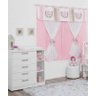 Cortina Quarto Bebê Princesa 2,00x1,70 Bordado Rosa - 1