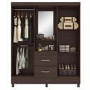 Ver imagem 3 de Guarda Roupa Casal Capelinha Lord com Multiuso Golden com Cômoda Montevidéu Café Touch - Demóbile