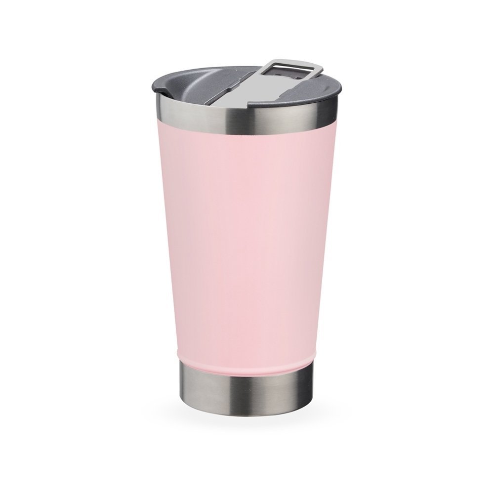 Copo Térmico de Aço Inox com Tampa Abridor 500ml - Brava Rosa