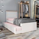 Ver imagem 1 de Cama Solteiro Bicama Juvenil Roberta Auxiliar Off White Madeira Tebarrot Móveis