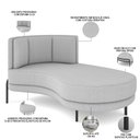 Ver imagem 3 de Sofá Chaise Longue Sala de Estar Living Lucca Direito D02 Bouclê Cinza B-56 - Lyam Decor