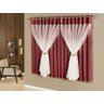 Cortina Janela Supreme 2,00x1,70 Blackout Listrado Voal - Vermelho - 1