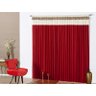 Cortina Sala Stylo 3,00x2,80 Tecido Malha Gel Varão Simples - Vermelho - 1