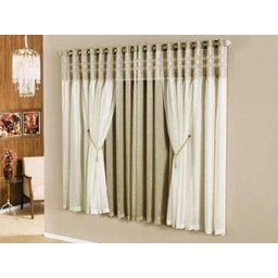 Cortina Celine Quarto 2,00x1,70 Voal Listrado com Pedraria - Mocassim - 1