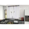 Cortina de Cozinha Tropical 2,00x1,50 Tecido Oxford Barrado - Branco - 1