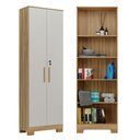 Ver imagem 1 de Armário Multiuso 2 Portas com Chave 100% Mdf Bordo Rio Doce Amendoa/offwhite