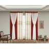 Cortina Sala Veneza 3,00x2,50 Voal Bordado Varão Simples - Vermelho - 1