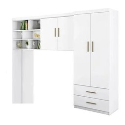Jogo de Quarto Chiara 2 Peças Guarda Roupa e Módulo Aéreo Branco - Phoenix Baby - 1