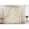 Cortina Quarto Alecrim 3,00x2,00 Tecido Voal Floral Ilhós - Creme - 1