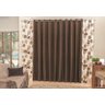 Cortina Floral Sala 4,00x2,50 Tecido Rustico Varão Simples - Marrom - 1