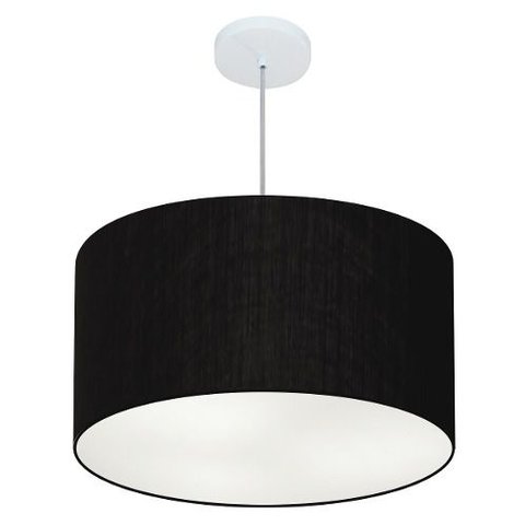 Lustre Pendente Cilíndrico Vivare Md-4101 Cúpula em Tecido 60x30cm - Bivolt - Preto - Bivolt
