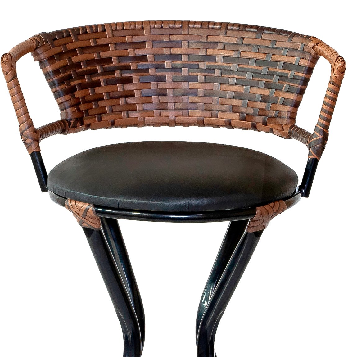 Conjunto 2 Banquetas com Assento Estofado Charme em Ferro para Restaurante, Edícula - Argila/Preto - 2