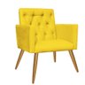 Kit Poltrona E Namoradeira Nina Capitonê Sala De Estar Recepção Suede Amarelo - 6