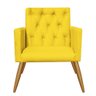 Kit Poltrona E Namoradeira Nina Capitonê Sala De Estar Recepção Suede Amarelo - 5