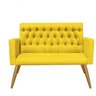 Kit Poltrona E Namoradeira Nina Capitonê Sala De Estar Recepção Suede Amarelo - 3