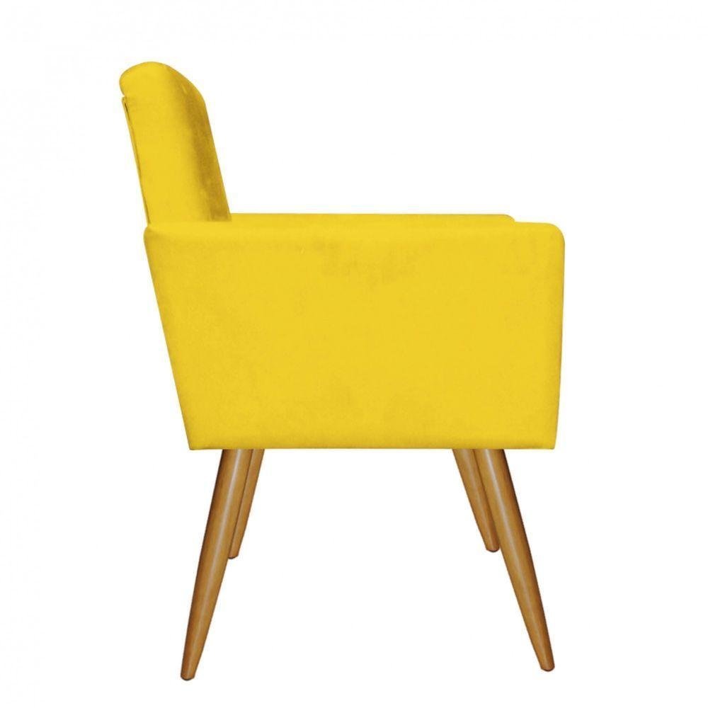 Kit Poltrona E Namoradeira Nina Capitonê Sala De Estar Recepção Suede Amarelo - 2