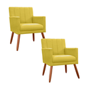 Ver imagem 1 de Kit 2 Poltronas Cadeiras Decorativa para Recepção Cecília Suede Amarelo - Incasa Decor