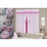Cortina Quarto Juvenil Buque 2,00x1,70 Ilhós Seda Bordado - Rosa - 1