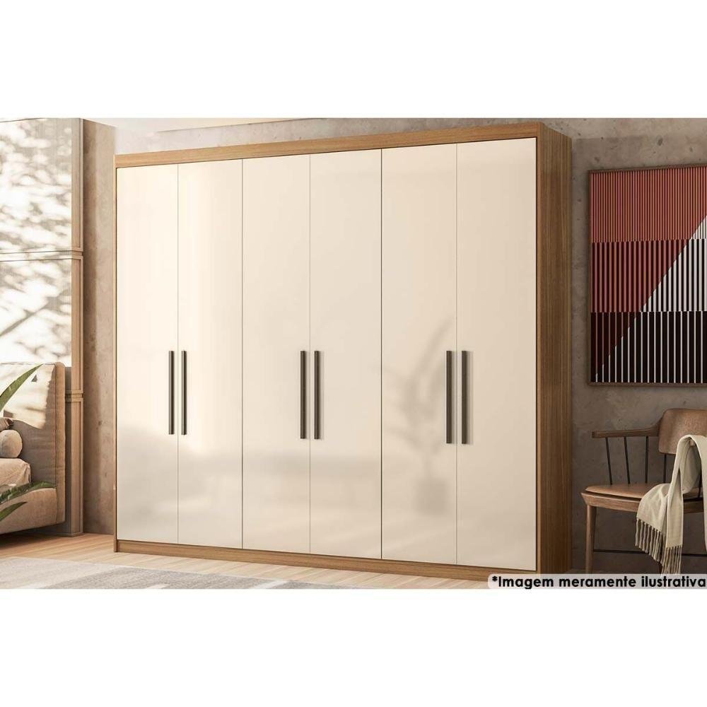 Guarda Roupa 6 Portas 4 Gavetas Venice Amêndola-off White - Demóbile - 1