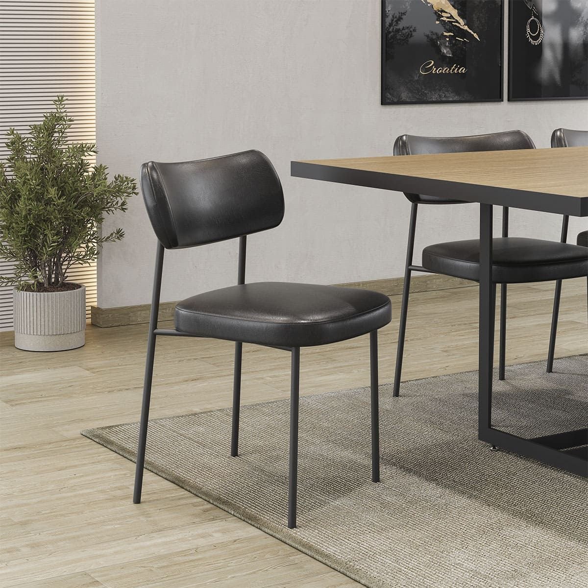 Cadeira Estofada Mona para Sala Jantar Gourmet em Aço-couríssimo-edecasamoveis - 2