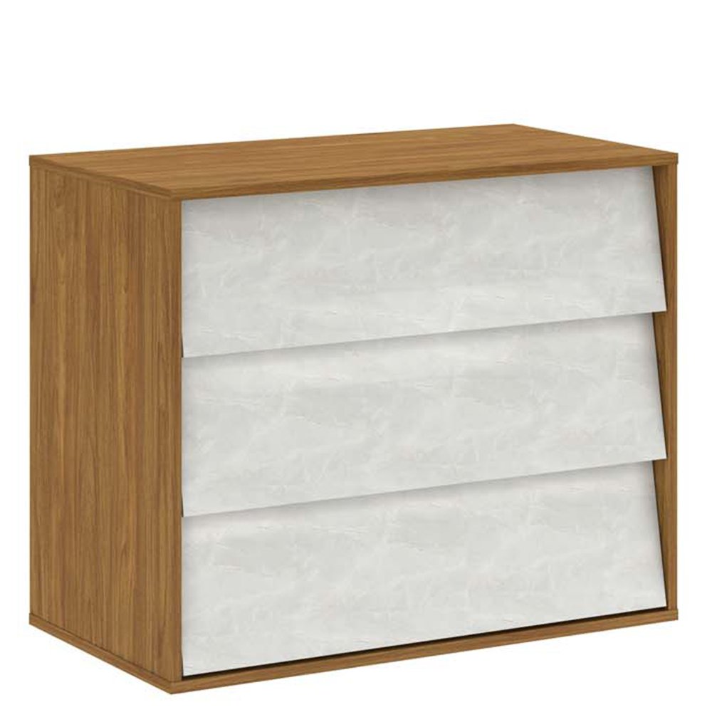 Conjunto Banheiro Gabinete 80 cm 03 Gavetas Com Cuba E Espelheira Oslo B06 Tau Cristal - Lyam Decor - 4
