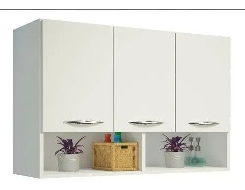 Conjunto Armário E Suporte Branco Para Escritório Organizador - 5