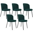 Ver imagem 1 de Kit 5 Cadeiras Sala de Jantar Estofada Gavi L02 Bouclê Verde - Lyam Decor