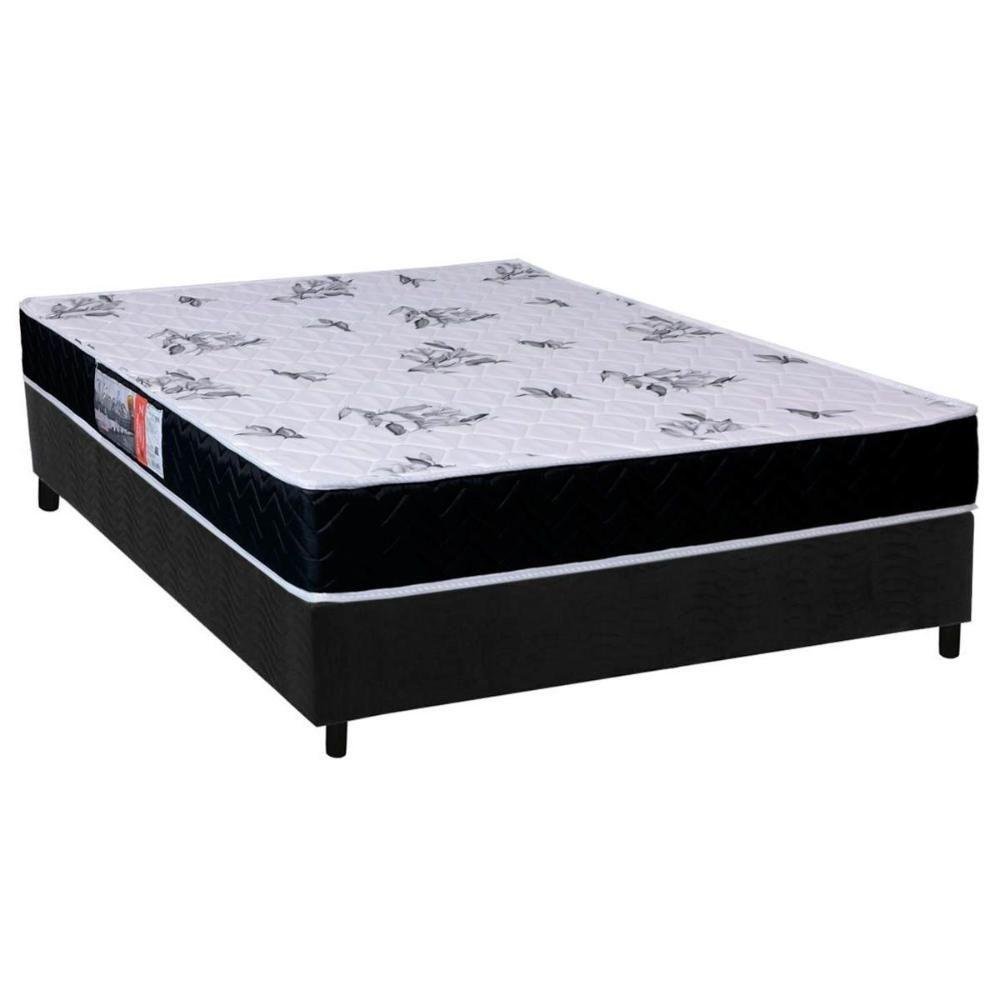 Cama Box Casal: Colchão Espuma Orthoflex D28 Nápoles + Base Crc Suede Black(138x188) - 1