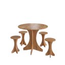 Ver imagem 1 de Conjunto Mesa de Jantar Redonda 80cm 4 Banquetas Madeira Maciça Geovani Amêndoa Cbmjrb80