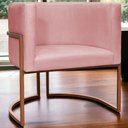 Ver imagem 7 de Poltrona Decorativa Recepção Luna Suede Cores Base de Ferro Bronze - Rosê, Suede