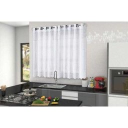 Cortina de Cozinha Rendada 2,00x1,50 Tecido Renda com Forro - Branco - 1