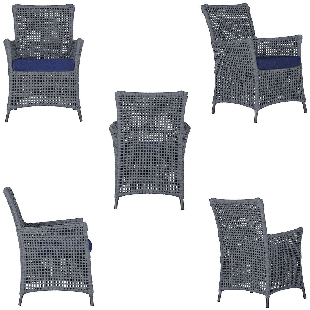 4 Poltronas e 1 Mesa Igapó em Alumínio Pintura Preta Corda Náutica Estofado 10 - 5