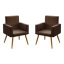 Ver imagem 1 de Kit 2 Poltronas Decorativas Estofadas Nina para Sala de Estar Couro Artificial Marrom Aradecor