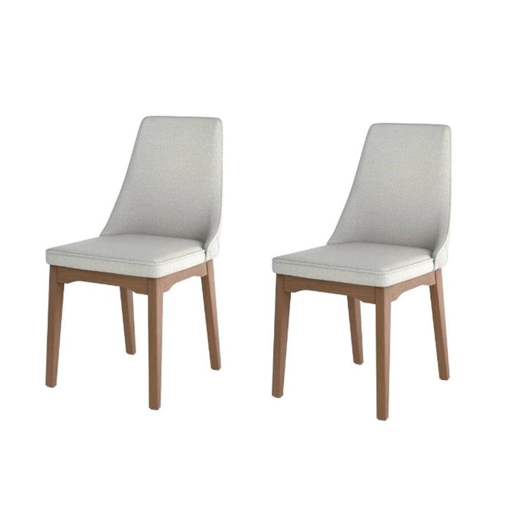 Kit 2 Cadeira Elsie Matelasse Linho Base Natural 45cm - 70697 - 1
